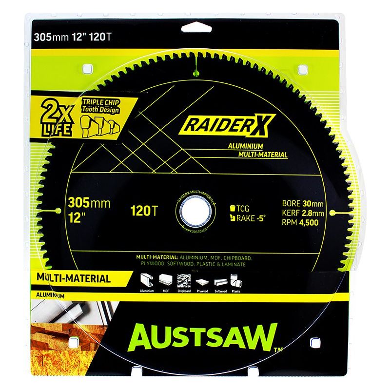 AustsawRaiderX Aluminium Multi Material Blade | 305mm x 30 x 120T