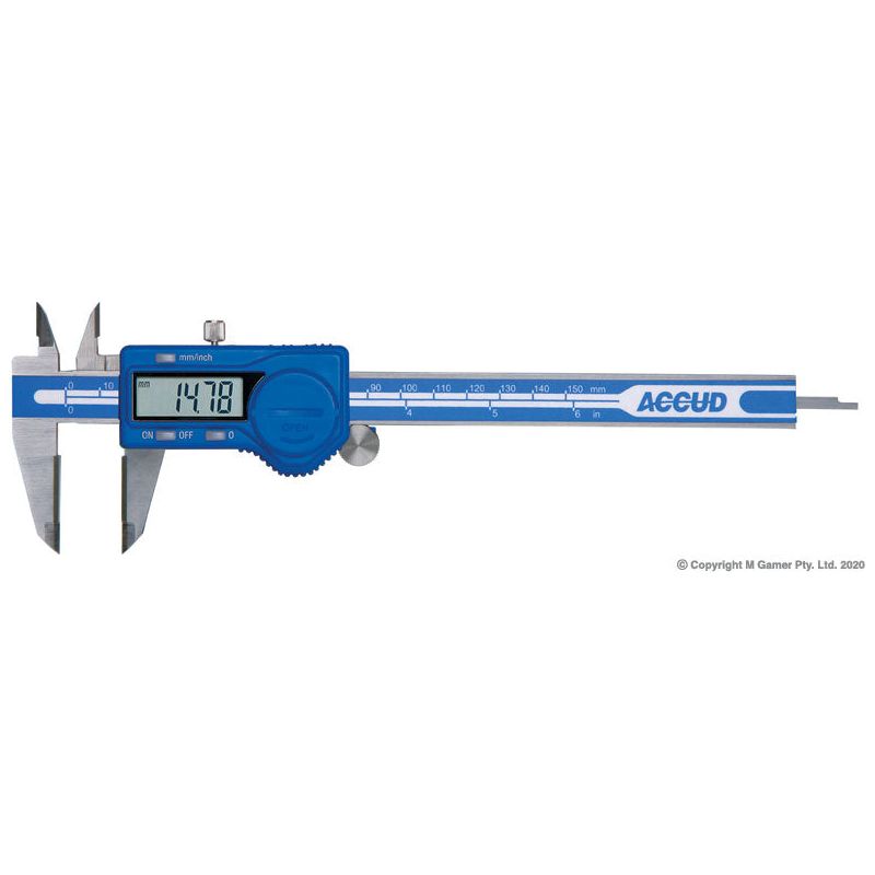 Accud - 0-150mm/0-6" Digital Caliper with Carbide Tipped Jaws | AC-116-006-11