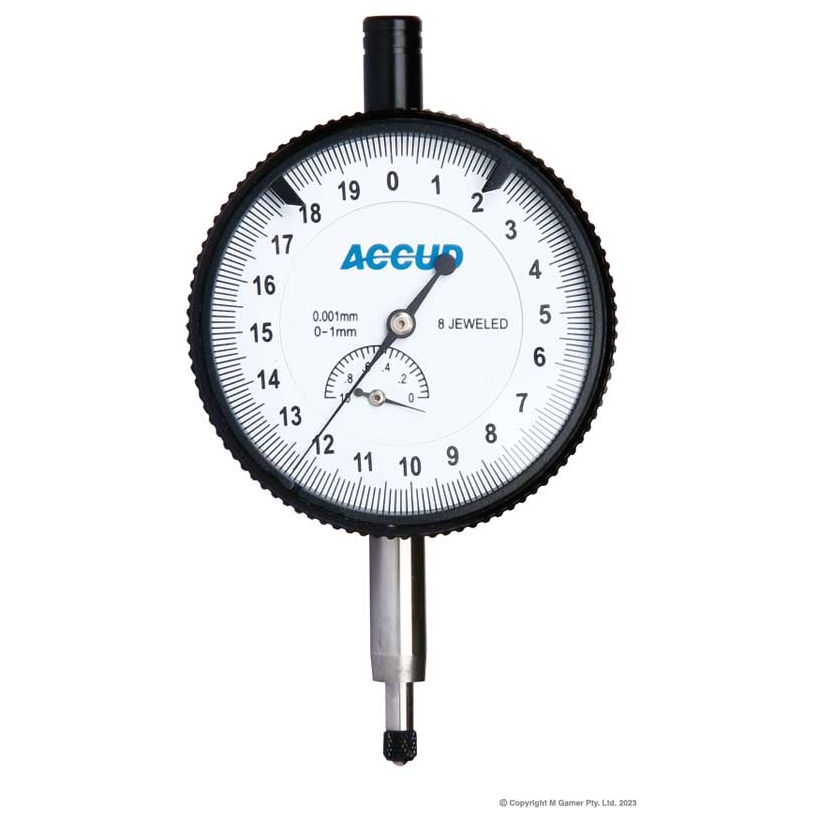 Accud - 1mm Precision Dial Indicator,With Spare Flat Back | AC-221-001-01