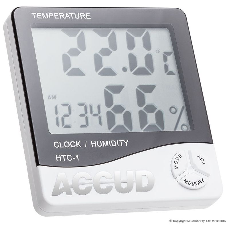 Accud - Digital Hygrometer & Clock | AC-HTC-1