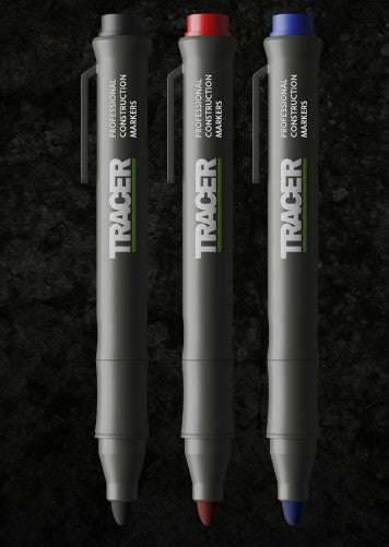 TRACER  Clog Free Marker Set - 3pc pack (1x Black / 1x Blue / 1x Red) with Site Holsters.