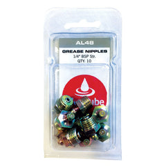 Alemlube - 1/4" Bsp 45° Grease Nipple, 10 Pack | ALA52