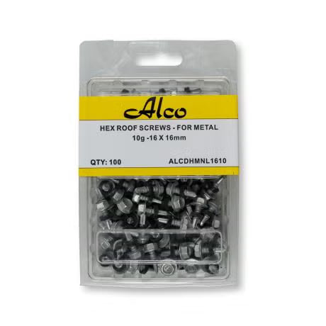 Alco - DRLL POINT HEX W/FACE F SCRW 10g-16x16mm PK 100 | ALCDHMNL1610