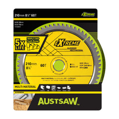 Austsaw- 210mm (8 1/4in) Aluminium Blade Triple Chip - 25/16mm Bore - 60 Teeth