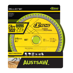 Austsaw- 215mm (8 1/2in) Aluminium Blade Triple Chip - 30mm Bore - 60 Teeth