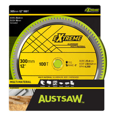 Austsaw- 305mm (12in) Aluminium Blade Triple Chip - 25.4mm Bore - 100 Teeth
