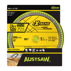 Austsaw- 305mm (12in) Aluminium Blade Triple Chip - 25.4mm Bore - 80 Teeth