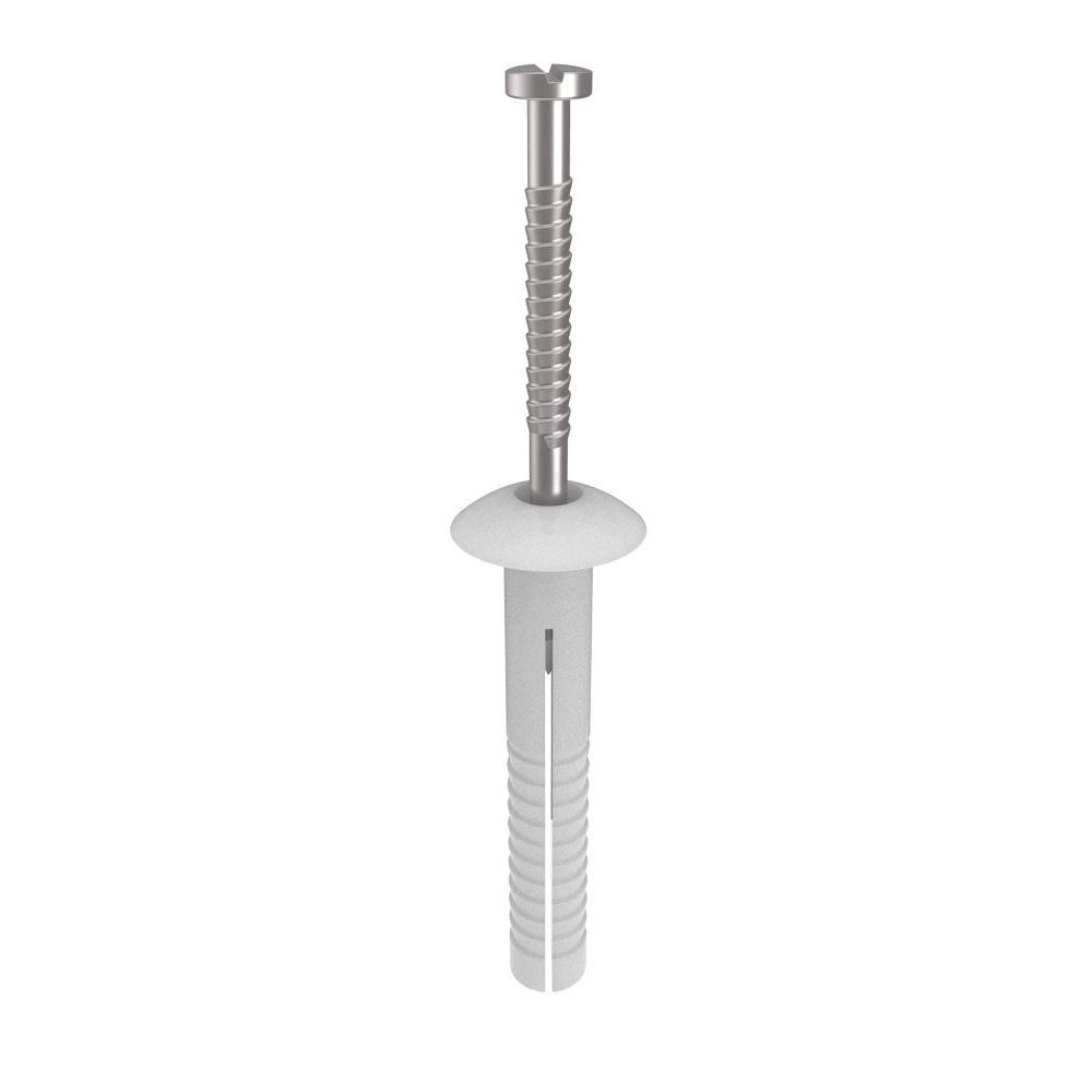 Bremick - SS304 Nail-In Nylon Mushroom 6.5 x 25mm (Box of 100)