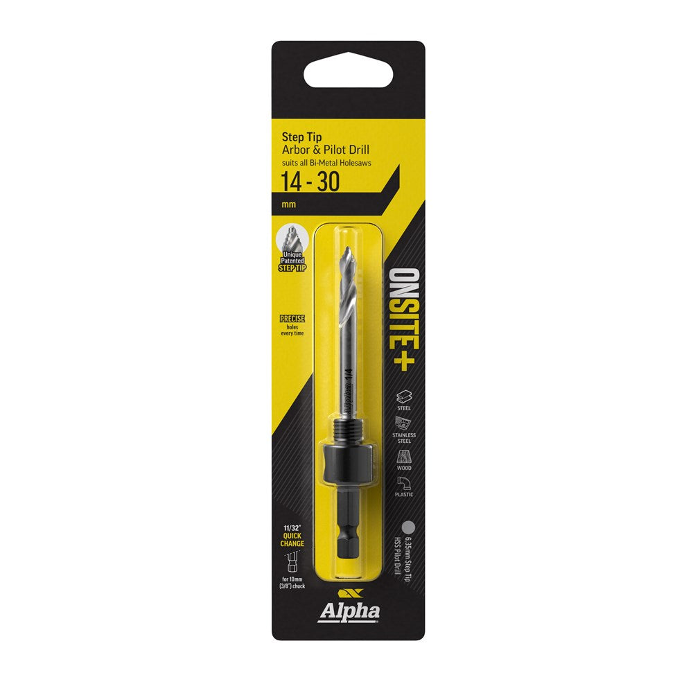 Alpha - 14-30mm Onsite Plus Small Arbor to Suit Holesaws Step Tip Pilot Drill