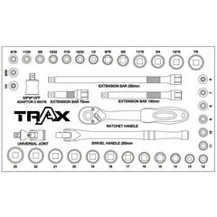 Trax - 40pc 3/8" Drive mm/SAE Socket Set | ARX-38040