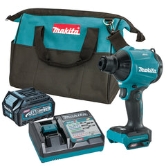 Makita Tools - 40V Max Brushless Dust Blower - Includes 1 x 2.5Ah Battery & Standard Single Port Charger & Tool Bag | AS001GD101