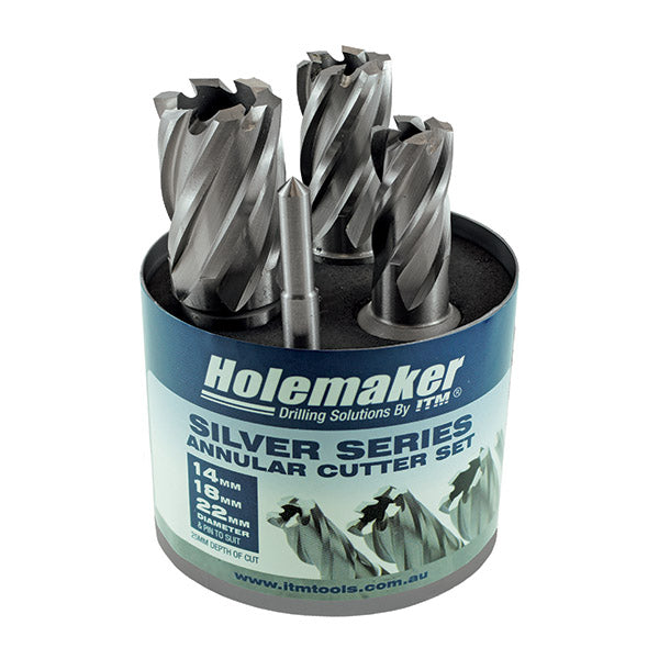 ITM - HOLEMAKER SILVER SERIES CUTTER SET 3PCE, METRIC SHORT 14, 18, 22 & PIN | ASSET-Z