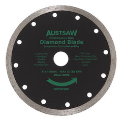 Austsaw- 150mm(6in) Diamond Blade Continuous Rim - 20mm Bore - Continuous