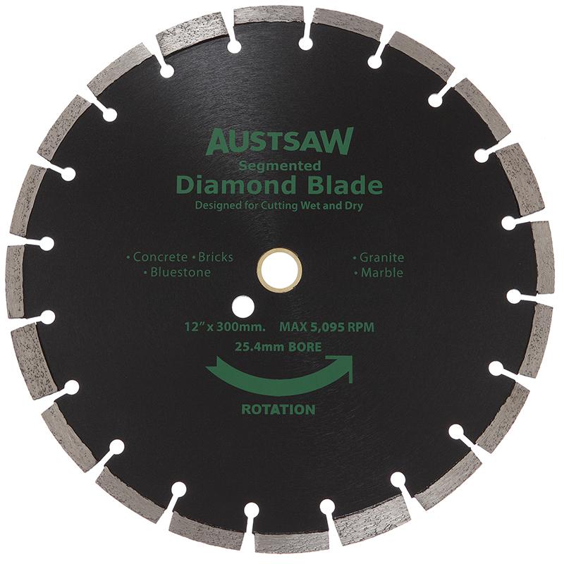 Austsaw- 300mm (12in) Diamond Blade Segmented General Purpose - 25.4/20mm Bore - Gen. Purpose