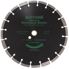 Austsaw- 300mm (12in) Diamond Blade Segmented General Purpose - 25.4/20mm Bore - Gen. Purpose