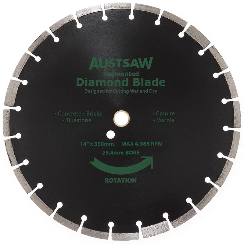 Austsaw- 350mm (14in) Diamond Blade Segmented General Purpose - 25.4/20mm Bore - Gen. Purpose