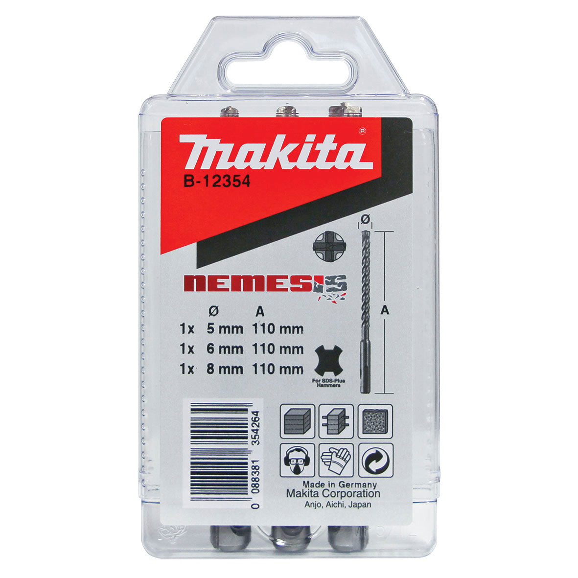 Makita Sds-Plus Drilling Nemesis Sds-Plus 4-Cutter 110Mm - 3Pk Set