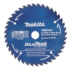 Makita Accessories - Bluemak TCT Saw Blade 160mm x 20mm x 40T | B-15104