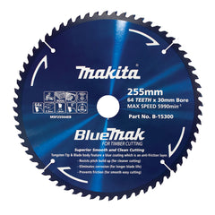 Makita Accessories - Bluemak TCT Saw Blade 255mm x 30/25.4mm x 64T | B-15300