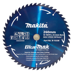Makita Accessories - Bluemak TCT Saw Blade 260mm x 25.4mm x 50T | B-15338