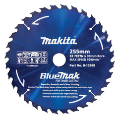 Makita Accessories - Bluemak TCT Saw Blade 255mm x 30/25.4mm x 32T | B-15388