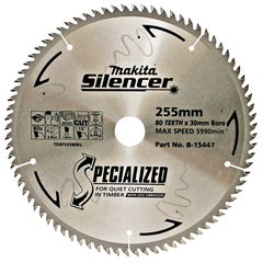 Makita - Silencer TCT Saw Blade 255mm x 30/25.4mm x 80T | B-15447