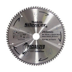 Makita - Silencer TCT Saw Blade 260mm x 30/25.4mm x 80T | B-15475