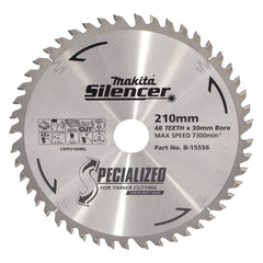 Makita Sawing Plunge Saw Tct Saw Blade 210mm X 30mm X 48T | SKU B-15556