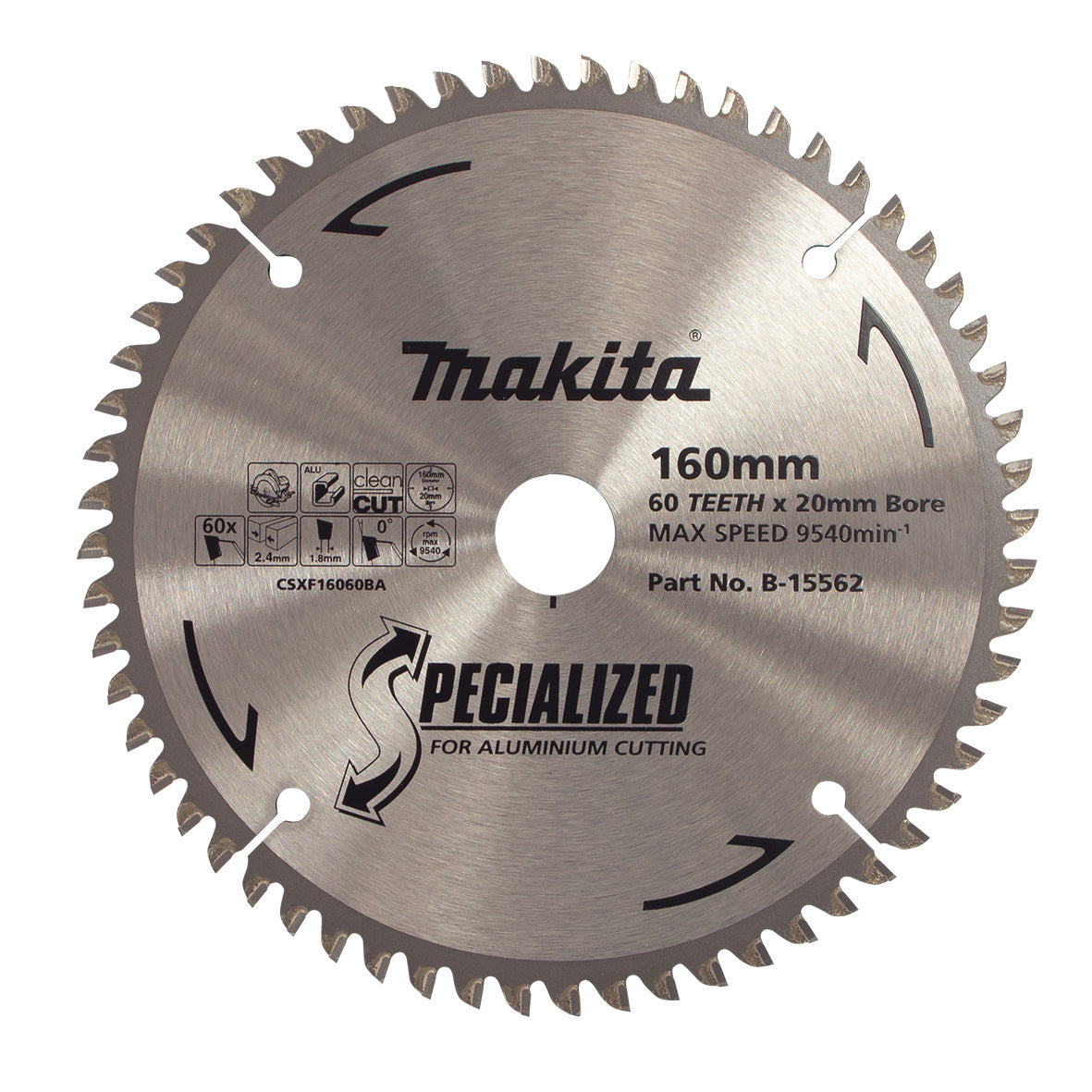 Makita Sawing Aluminium Tct Saw Blade 160mm X 20mm X 60T | SKU B-15562