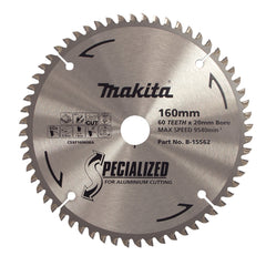 Makita Sawing Aluminium Tct Saw Blade 160mm X 20mm X 60T | SKU B-15562