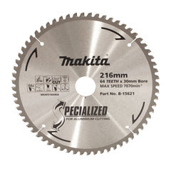 Makita Sawing Aluminium Tct Saw Blade 216mm X 30mm X 64T | SKU B-15621
