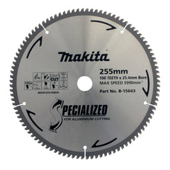 Makita Sawing Aluminium Tct Saw Blade 255mm X 25.4mm X 100T | SKU B-15643