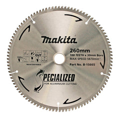 Makita Sawing Aluminium Tct Saw Blade 260mm X 30/25.4mm X 100T | SKU B-15665