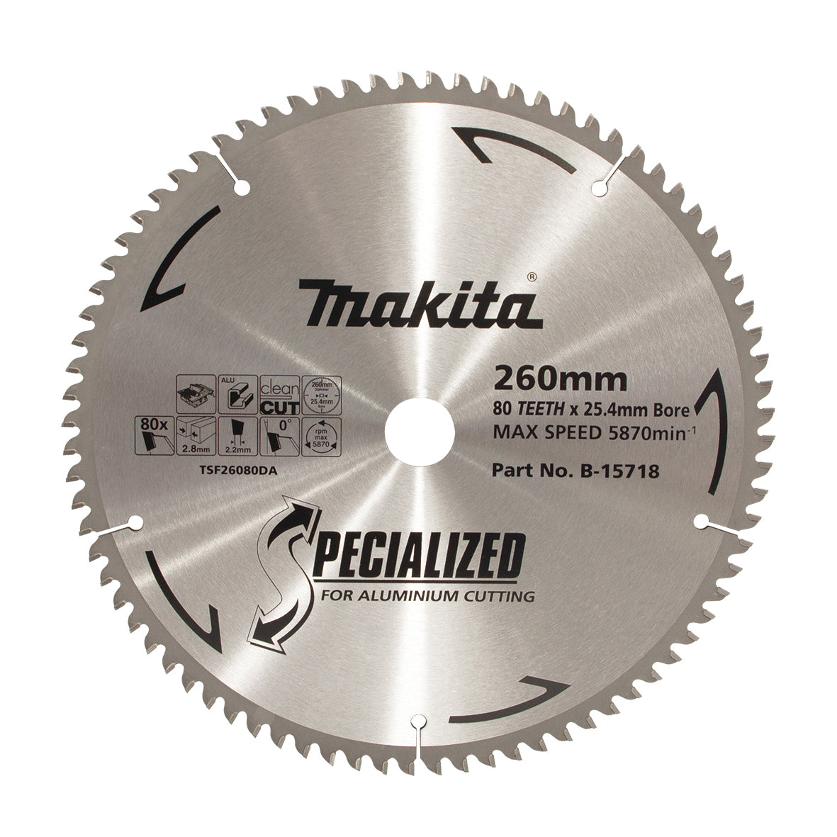 Makita Sawing Aluminium Tct Saw Blade 260mm X 25.4mm X 80T | SKU B-15718
