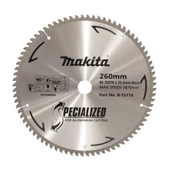 Makita Sawing Aluminium Tct Saw Blade 260mm X 25.4mm X 80T | SKU B-15718