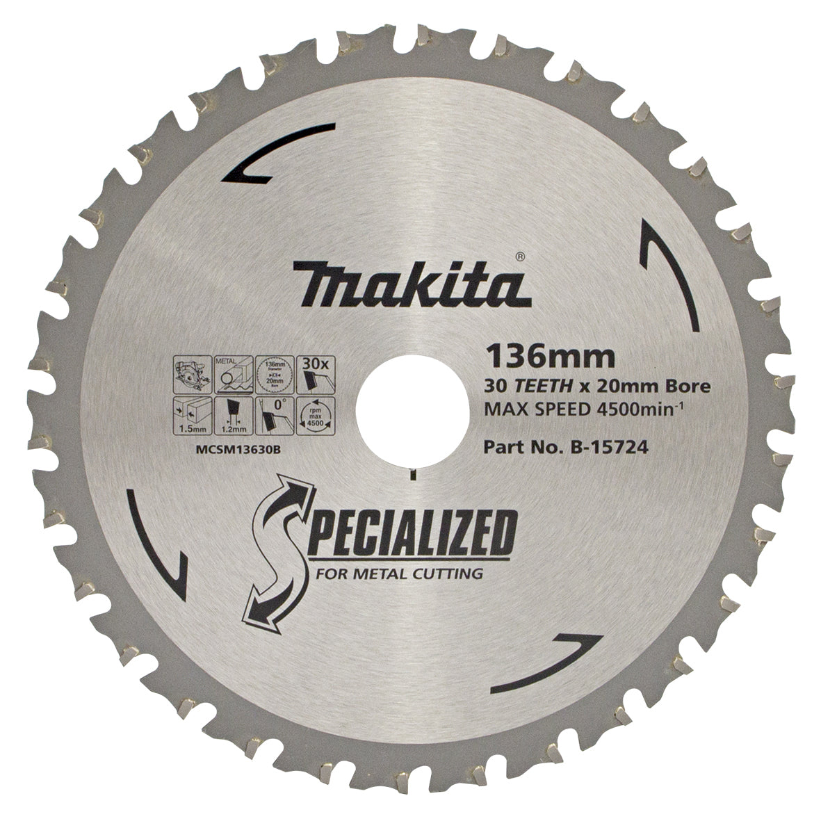 Makita Sawing Cold Metal Cutting Tct Saw Blade 136mm X 20mm X 30T | SKU B-15724