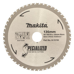 Makita Sawing Cold Metal Cutting Tct Saw Blade 136mm X 20mm X 50T | SKU B-15730