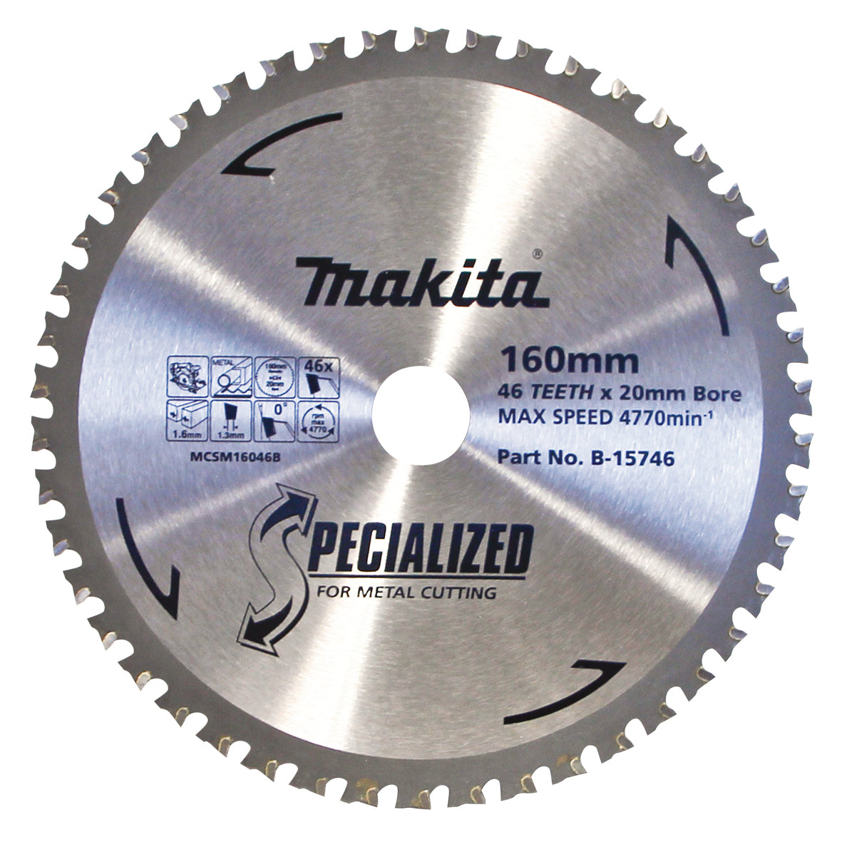Makita Sawing Cold Metal Cutting Tct Saw Blade 160mm X 20mm X 46T | SKU B-15746