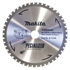 Makita Sawing Cold Metal Cutting Tct Saw Blade 160mm X 20mm X 46T | SKU B-15746