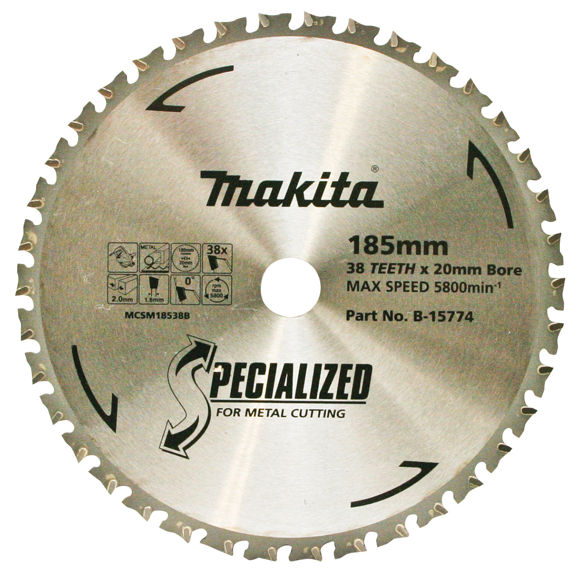 Makita Sawing Cold Metal Cutting Tct Saw Blade 185mm X 20mm X 38T | SKU B-15774
