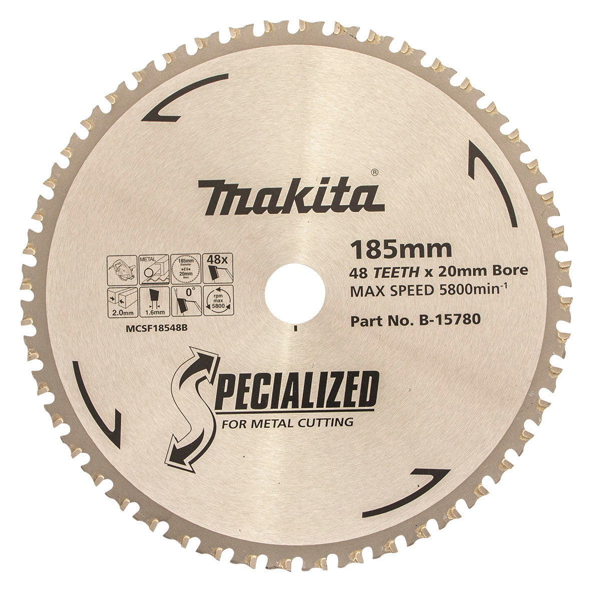 Makita Sawing Cold Metal Cutting Tct Saw Blade 185mm X 20mm X 48T | SKU B-15780