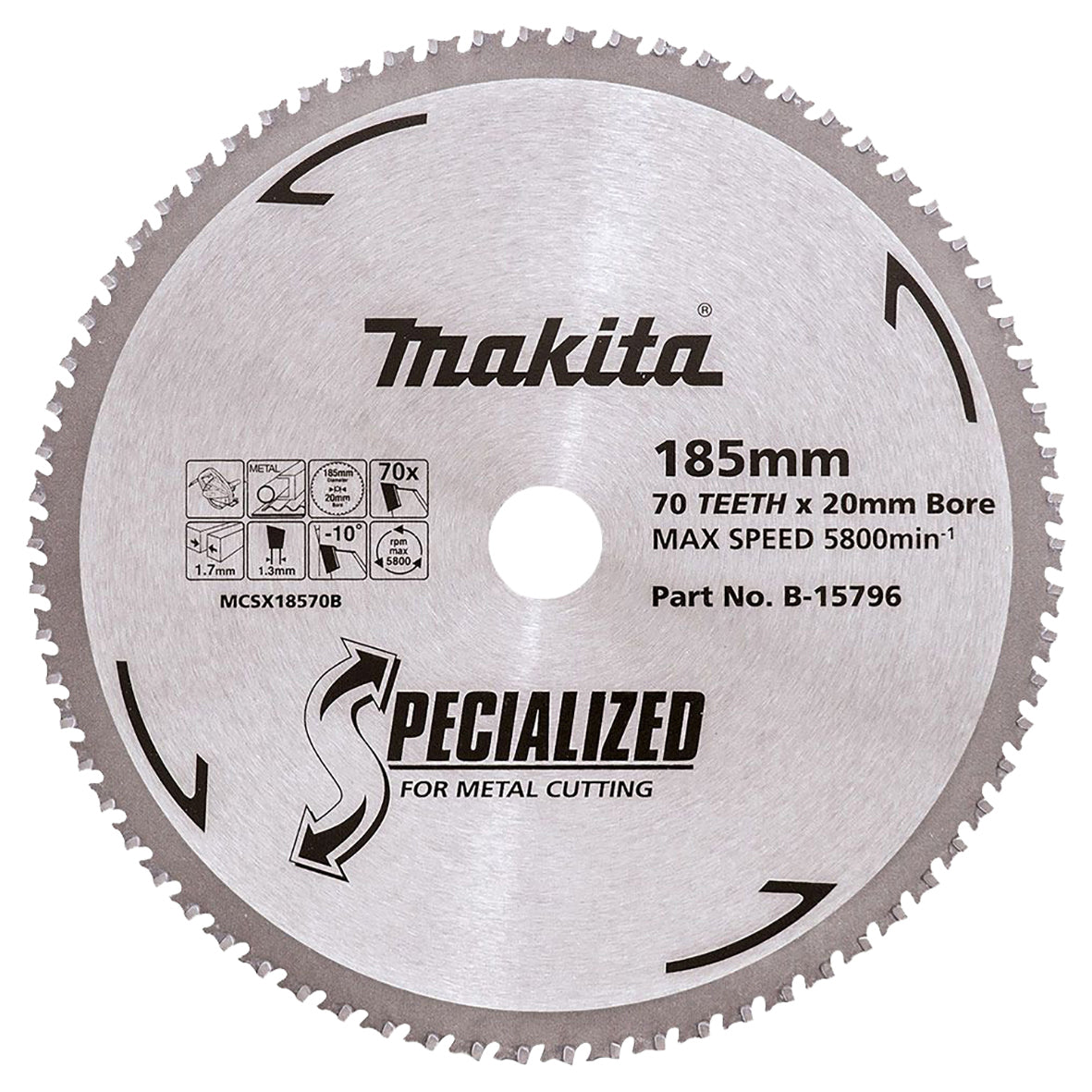 Makita Sawing Cold Metal Cutting Tct Saw Blade 185mm X 20mm X 70T | SKU B-15796