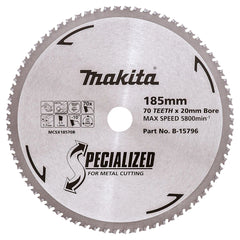 Makita Sawing Cold Metal Cutting Tct Saw Blade 185mm X 20mm X 70T | SKU B-15796