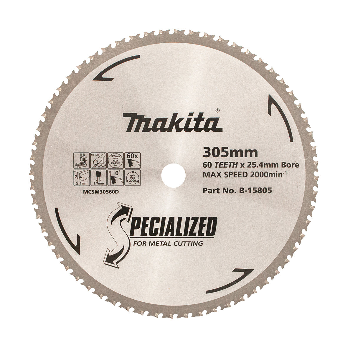Makita Sawing Cold Metal Cutting Tct Saw Blade 305mm X 25.4mm X 60T - Standard | SKU B-15805