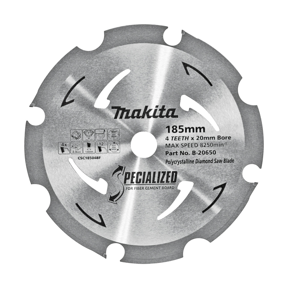 Makita Sawing Pcd Fibre Cement Saw Blade 185mm X 20mm X 4T | SKU B-20650