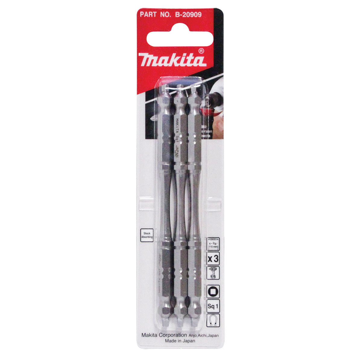 Makita Driving ACC Sq1 X 110mm Torsion Bit Double-Ended 3Pk SKU B-20909
