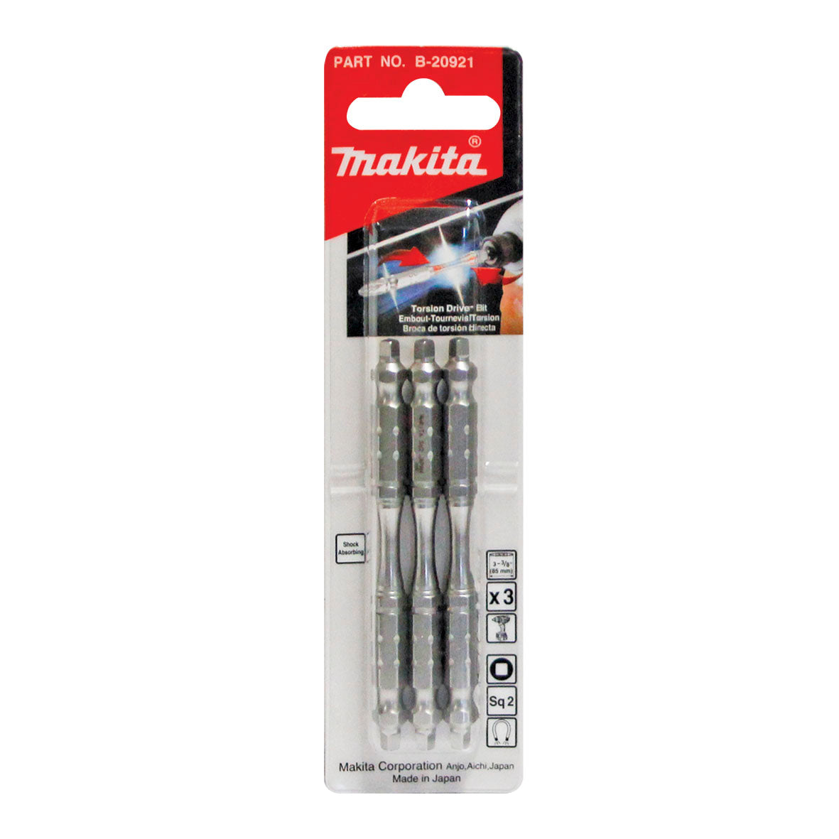 Makita Driving ACC Sq2 X 85mm Torsion Bit Double-Ended 3Pk SKU B-20921