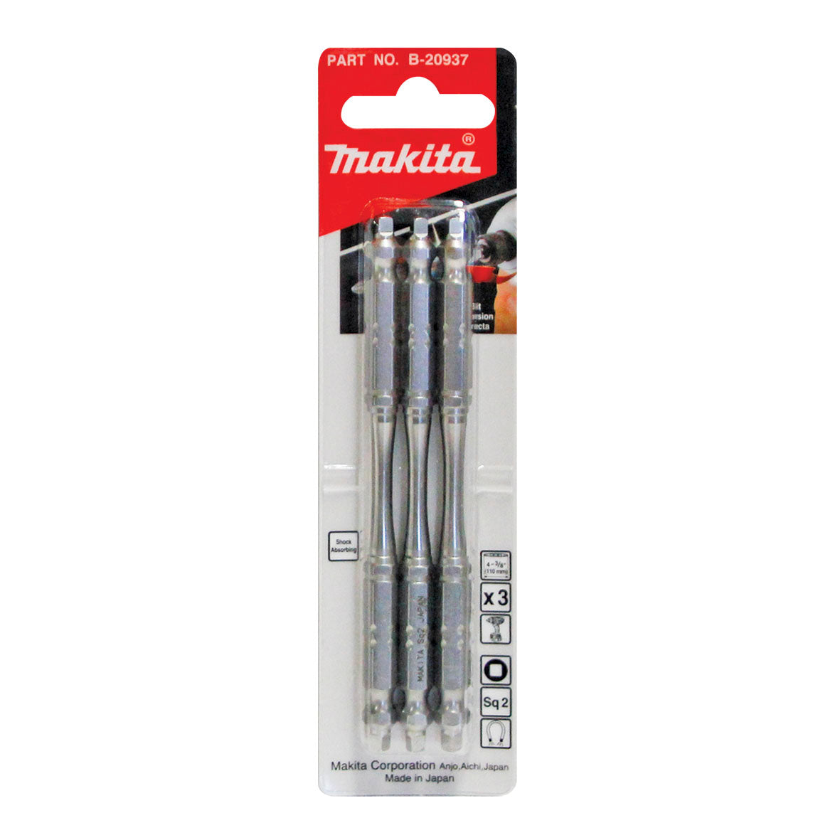 Makita Driving ACC Sq2 X 110mm Torsion Bit Double-Ended 3Pk SKU B-20937