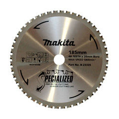 Makita Sawing Cold Metal Cutting Tct Saw Blade 185mm X 20mm X 48T - Cermet | SKU B-23335