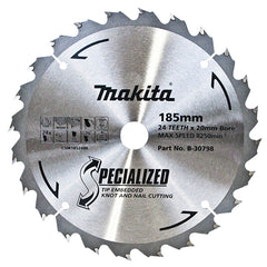 Makita Accessories - Knot & Nail TCT Saw Blade 185mm x 20/16mm x 24T | B-30798